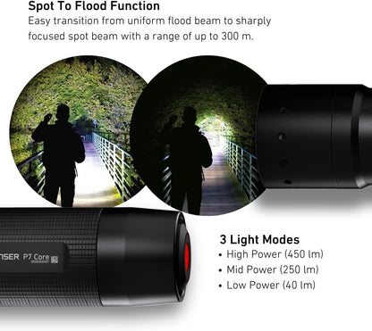 Ledlenser P7 Core | 2020 | Allround Taschenlampe LED | 450 Lumen| Fokussierbar