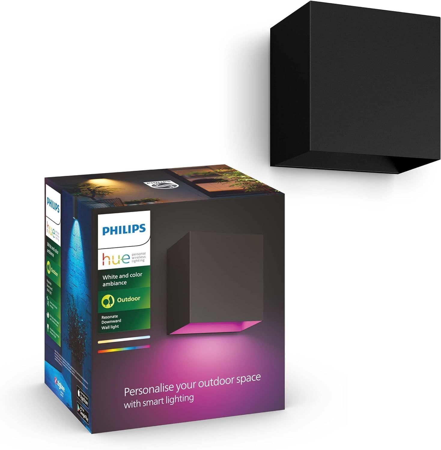 PHILIPS Hue White and Color Ambiance Außenwandleuchte Resonate, Dimmbar