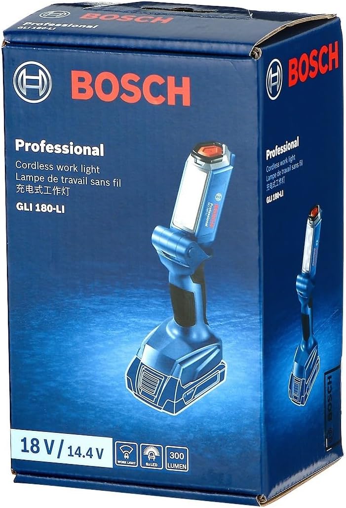Bosch Professional 18V System Akku LED-Baustellenlampe GLI 18V-300 (max. Helligkeit 300 Lumen, ohne Akku/ Ladegerät)