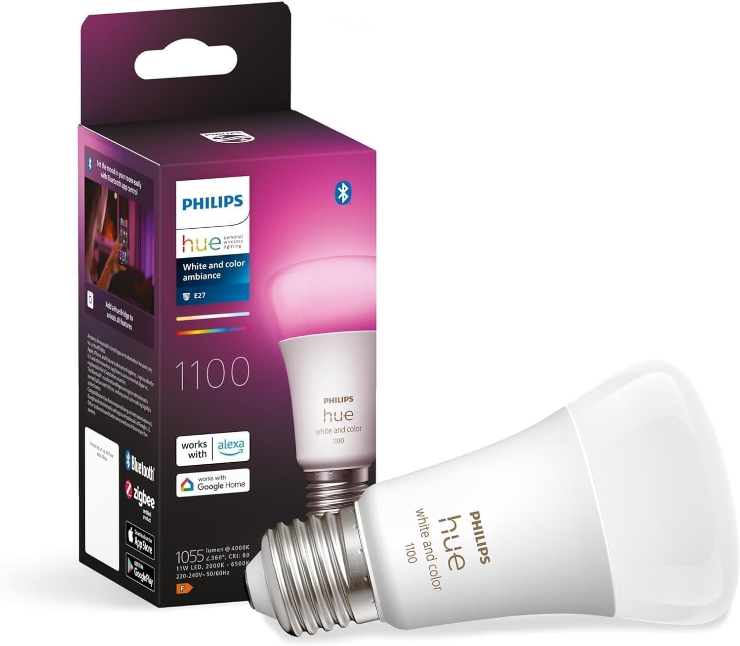 Philips Hue White & Color Ambiance E27 LED Glühbirne, 1100Lm, Einzelpack
