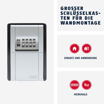 ABUS Keygarage 787 BIG - Schlüsselbox Zur Wandmontage - Schwarz-Silber