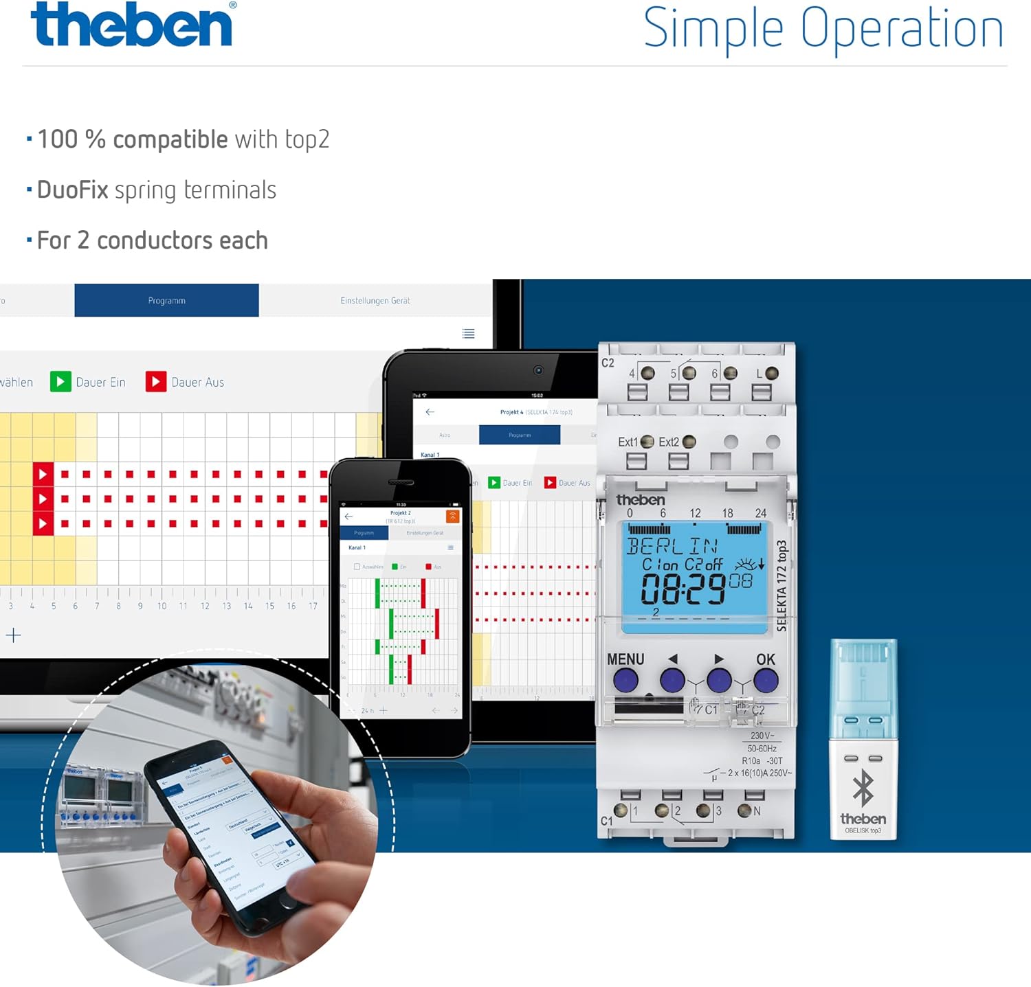 Theben TR610 Top3 Digitale Zeitschaltuhr - 1-Kanal Wochenschaltuhr