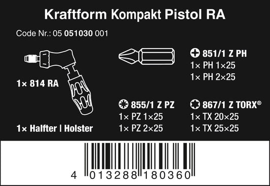Wera Kraftform Kompakt Pistol RA, 7-teilig, 05051030001