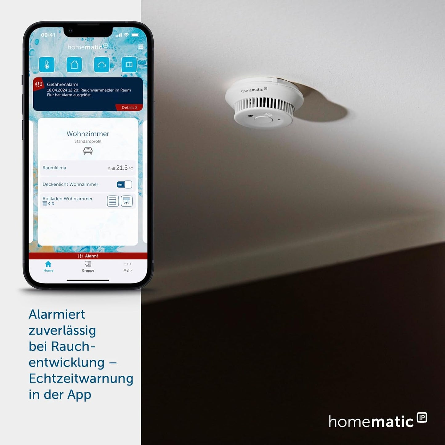 Homematic IP Smart Home Starter Set Rauchwarnmelder,Led-Notbeleuchtung, 150788A0