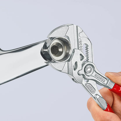KNIPEX Zangenschlüssel Zange und Schraubenschlüssel in einem Werkzeug auf SB-Karte verchromt mit Kunststoff überzogen 180 mm, 86 03 180 SB