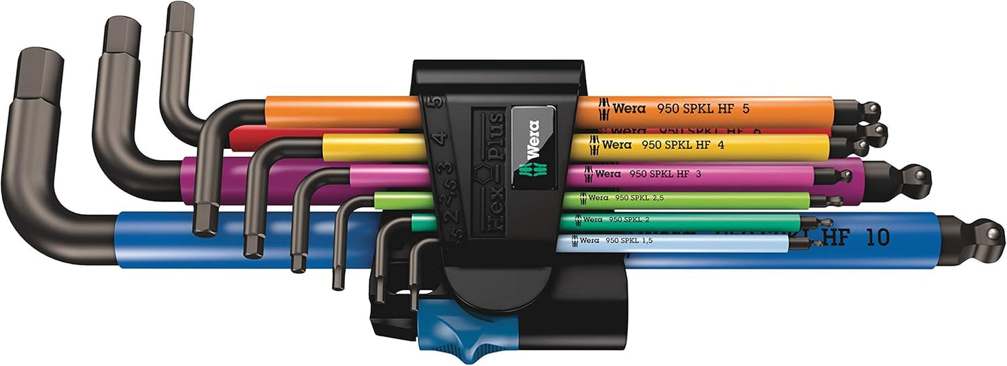 Wera 05022210001 950/9 Hex-Plus Multicolour HF 1 Multicolour Winkelschlüsselsatz, metrisch, BlackLaser, mit Haltefunktion, 9-teilig