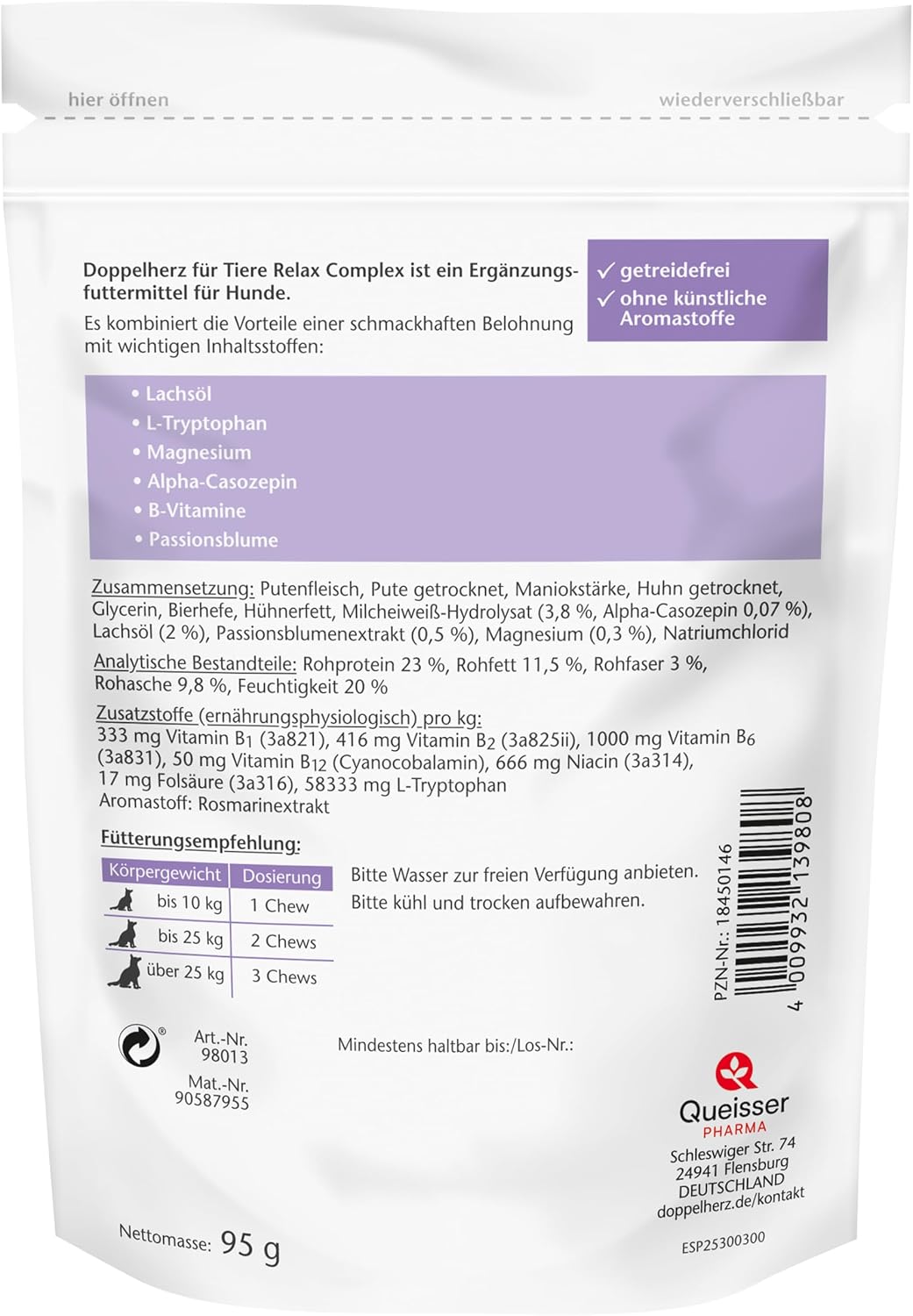 Doppelherz Relax Complex Für Hunde - Mit Alpha-Casozepin - 30 Chews