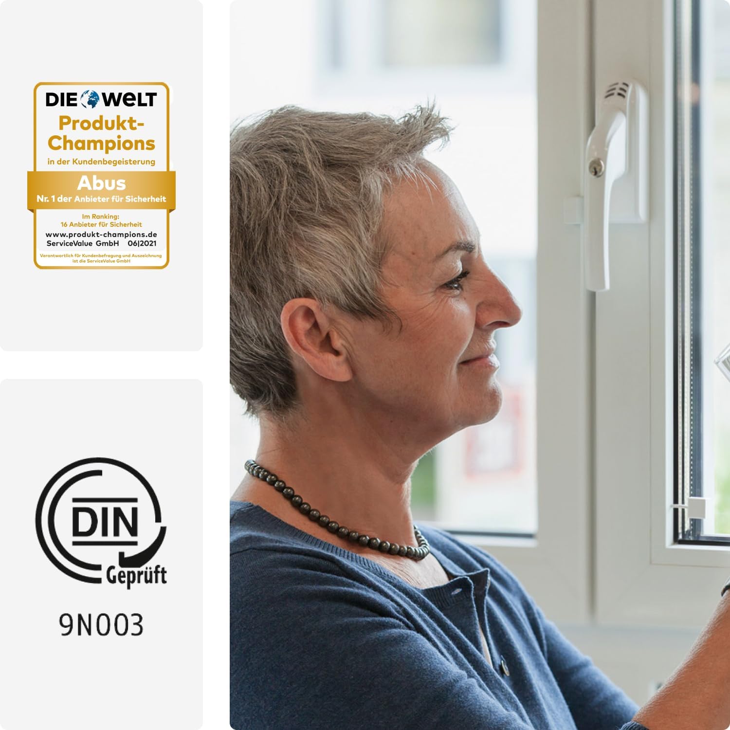 ABUS Abschließbarer Fenstergriff FG300A Fensterknauf Druckzylinder 71907 Silber