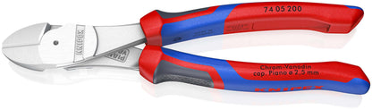 KNIPEX Kraft-Seitenschneider, verchromt, 200 mm, VDE, Chrom-Vanadium Stahl, für Pianodraht, Präzisionsschneiden, geringer Kraftaufwand, 74 06 200
