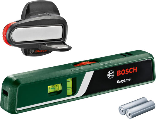 Bosch Laser-Wasserwaage EasyLevel mit Wandhalterung (Laserlinie zur flexiblen Ausrichtung an Wänden und Laserpunkt zur einfachen Höhenübertragung, im Karton)
