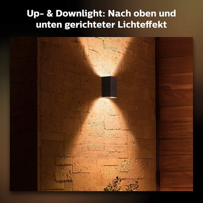 Philips Hue White & Color Ambiance Resonate Outdoor Wandleuchte (1.180 lm), dimmbare Außenleuchte für das Hue Lichtsystem mit 16 Mio. Farben, smarte Lichtsteuerung über Sprache oder App, schwarz