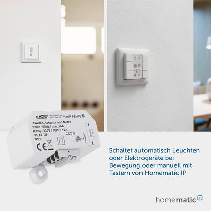 Homematic IP Smart Home Schalt-Mess-Aktor (16 A) – Unterputz, 150239A0