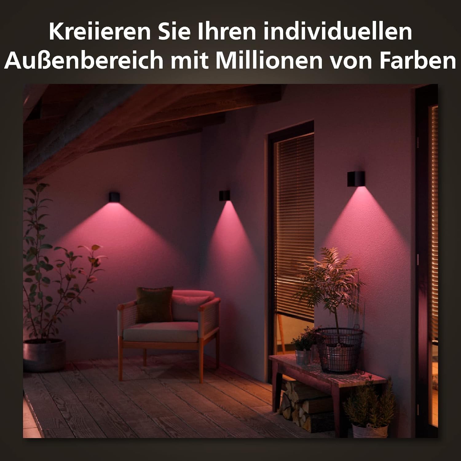 PHILIPS Hue White and Color Ambiance Außenwandleuchte Resonate, Dimmbar