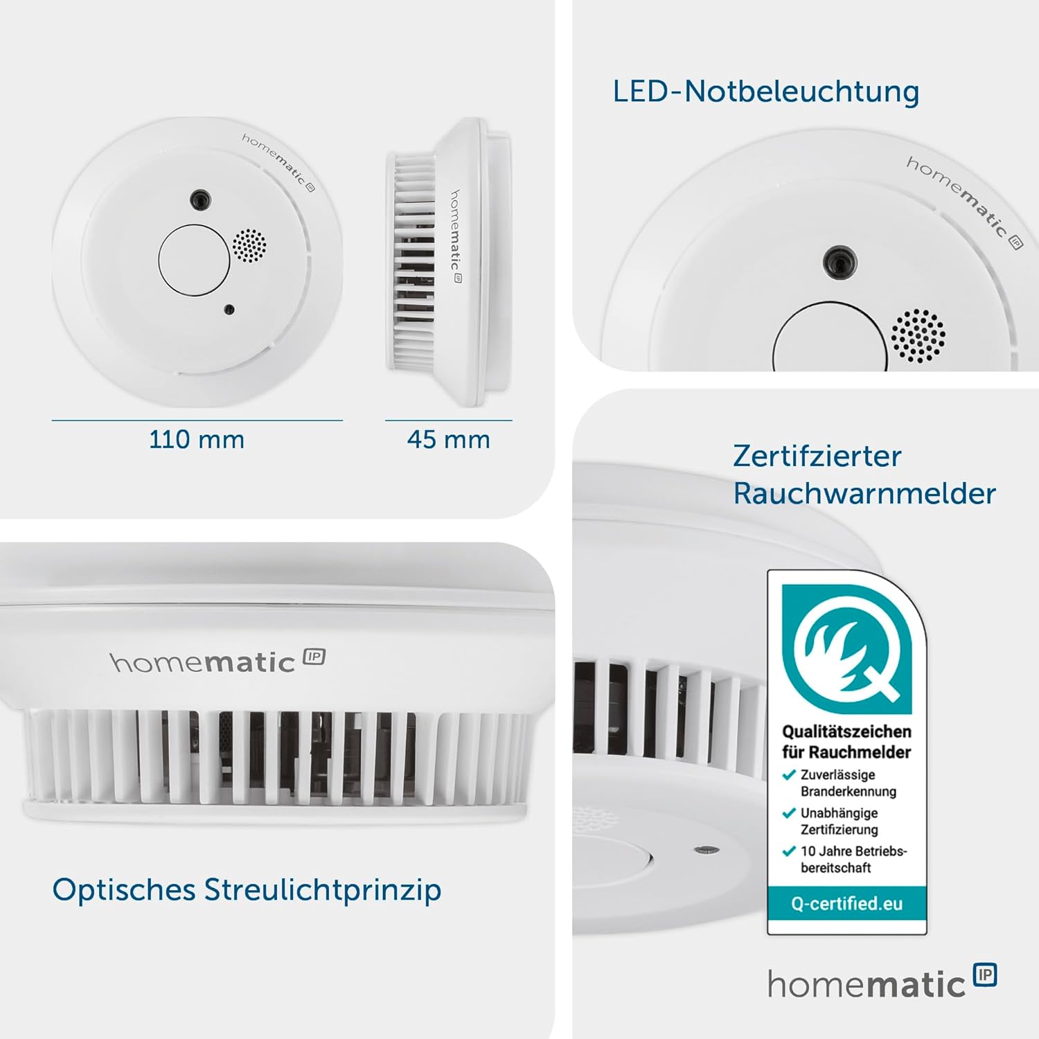 Homematic IP Smart Home Starter Set Rauchwarnmelder,Led-Notbeleuchtung, 150788A0