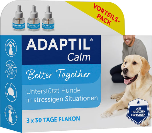 ADAPTIL Calm Nachfüller| Beruhigendes Produkt für Hunde | 3x48ml Nachfüllflakon | Anti-Stress für mehr Entspannung Zuhause | bis zu 3x30 Tage Anwendung | von Tierärzten empfohlen, klinisch getestet