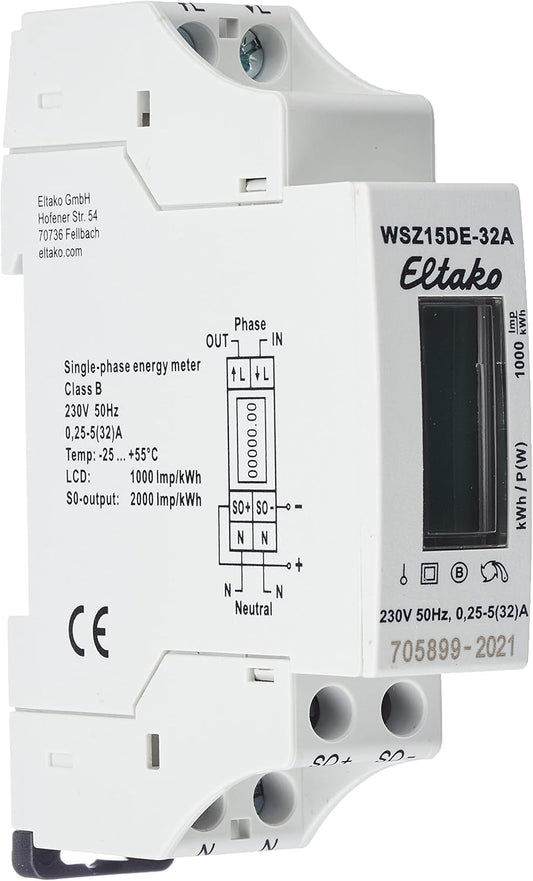 Eltako 28032615 WSZ15DE-32A Wechselstromzaehler Digital 32A 1St, 230 V
