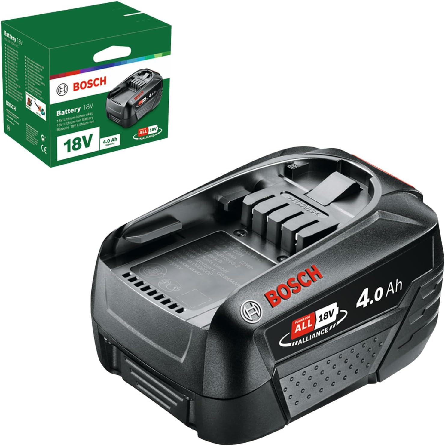 Bosch Akku Pack PBA 18V 4.0Ah W-C (18 Volt System, 4.0Ah Batterie, Im Karton)