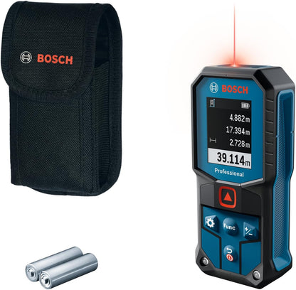 Bosch Professional Laser-Entfernungsmesser GLM 40-31 (IP 65, stoßdämpfendes Gehäuse, 7 Messmodi, automatische Berechnungen für Länge/Fläche/Volumen, helles Farbdisplay, mit Li-Ionen-Akku kompatibel)
