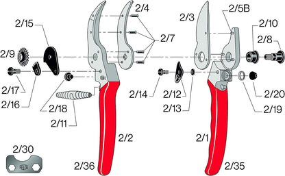 FELCO 2 Professionelle Bypass-Gartenschere Für Rechtshänder, 41 mm Stahlklinge