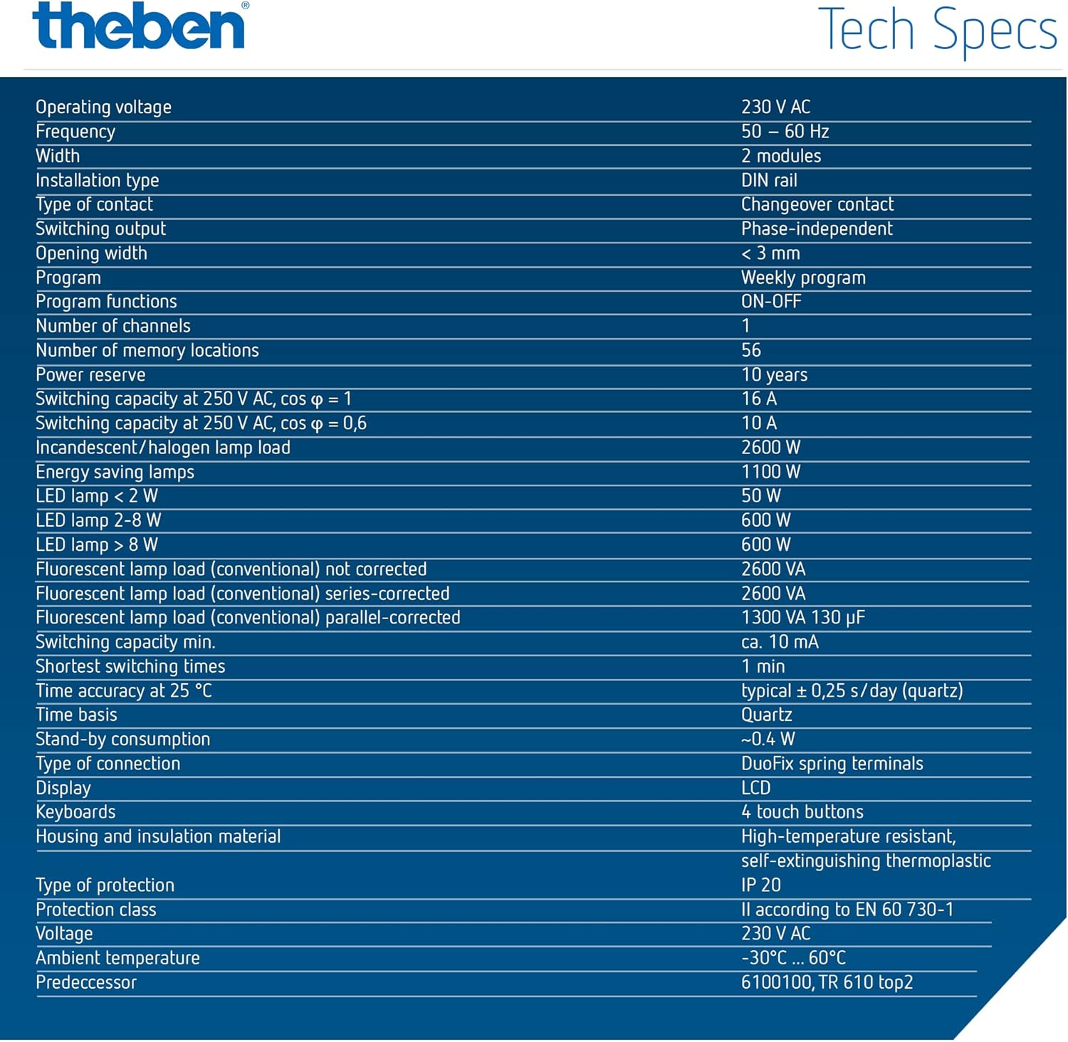 Theben TR610 Top3 Digitale Zeitschaltuhr - 1-Kanal Wochenschaltuhr