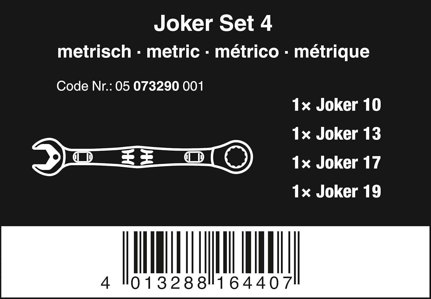Wera 05073290001 6000 Joker 4 Set 1, Maul-Ringratschenschlüssel-Satz, 4-Teilig