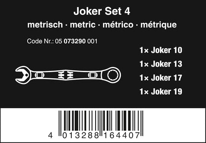 Wera 05073290001 6000 Joker 4 Set 1, Maul-Ringratschenschlüssel-Satz, 4-Teilig