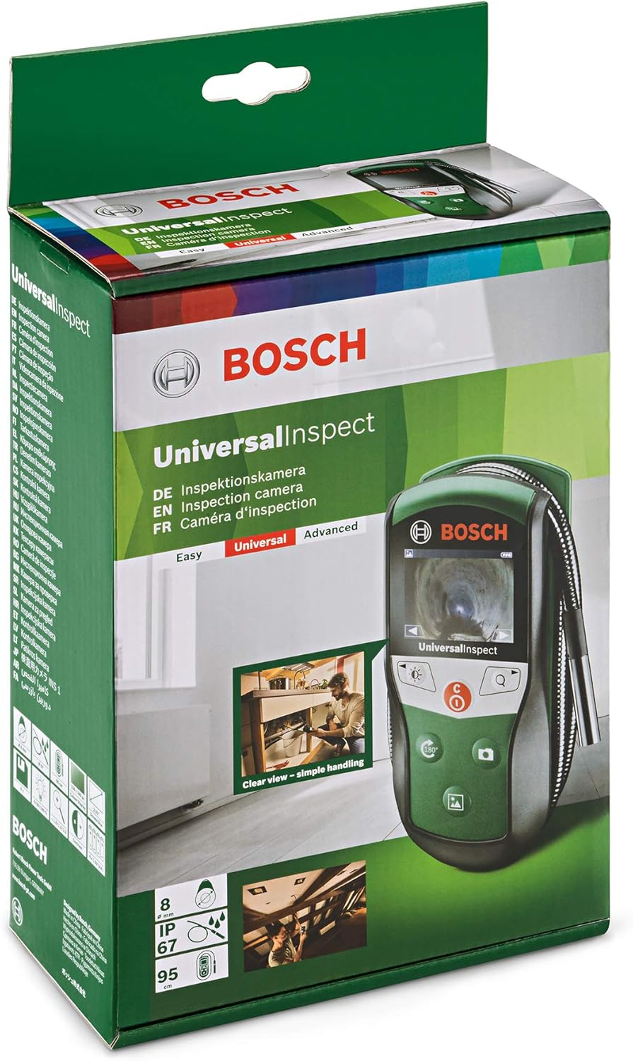 Bosch Inspektionskamera UniversalInspect (Ø8mm Endoskopkamera für hochwertige und farbige Bildaufnahmen mit flexiblem 0,95m Kabel und integriertem Speicher)
