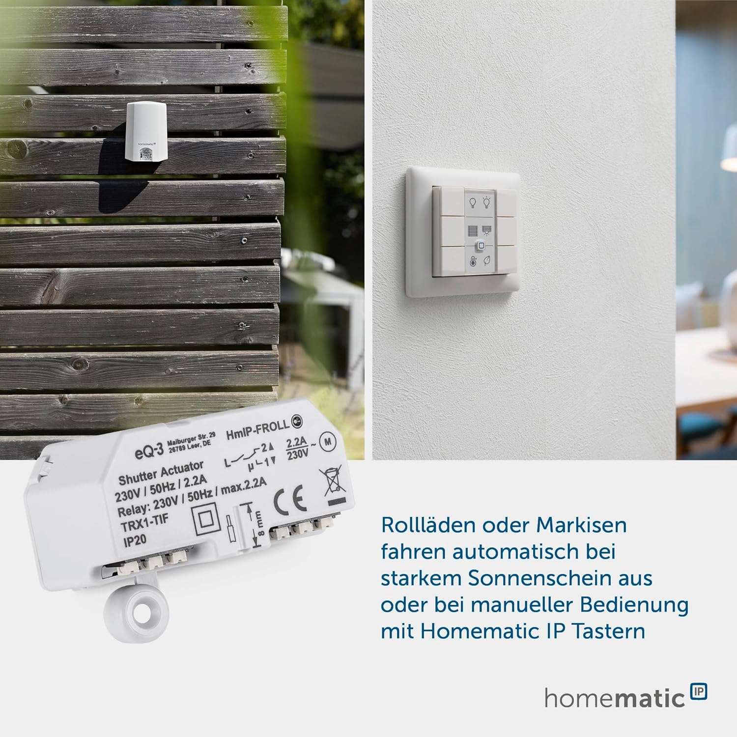 Homematic IP Smart Home Rollladenaktor – Unterputz, Digitale Steuerung, 151347A0