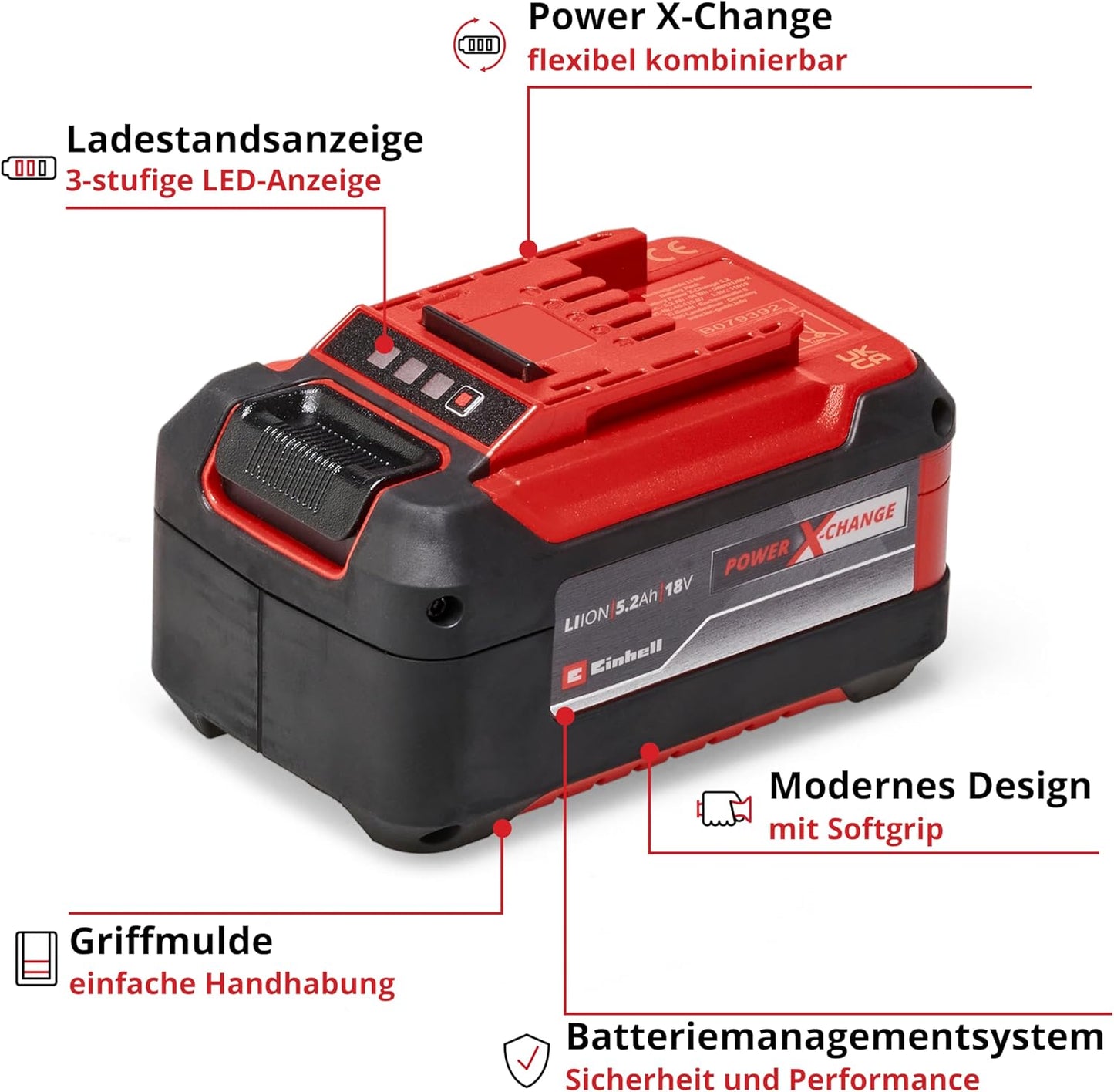 Original Einhell 5,2 Ah plus System Akku Power X-Change (Li-Ionen Akku)