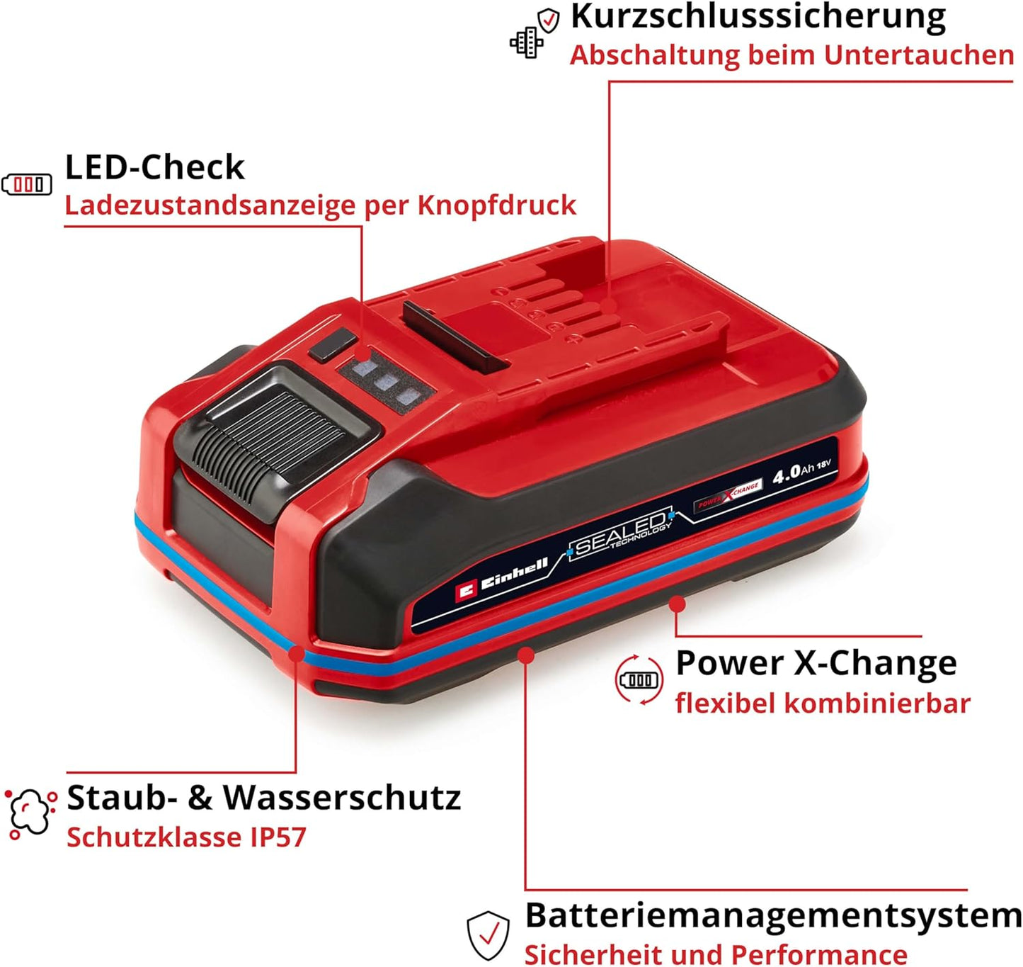 Original Einhell 18V 4,0 Ah SEALED Power X-Change plus (18 V Akku)