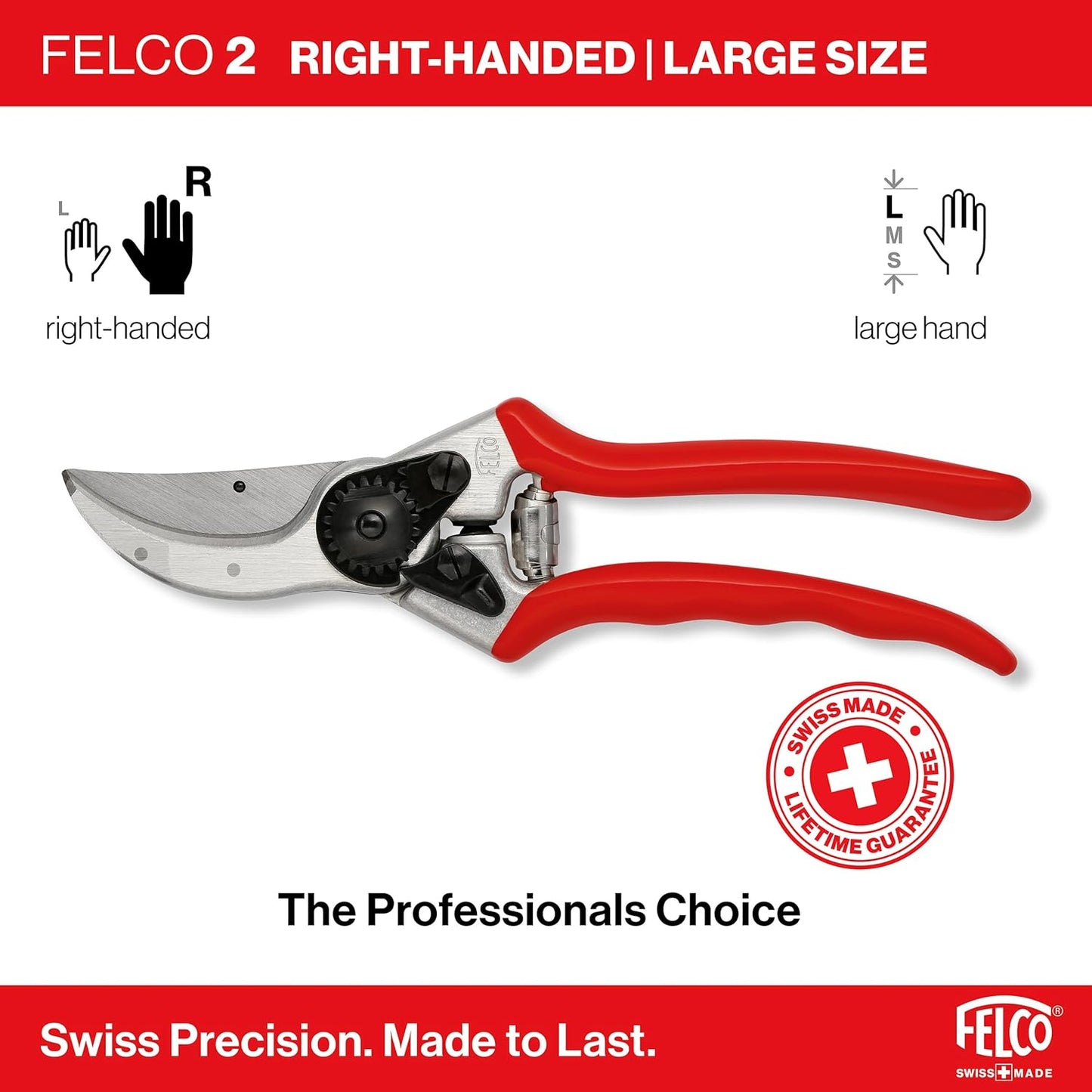 FELCO 2 Professionelle Bypass-Gartenschere Für Rechtshänder, 41 mm Stahlklinge