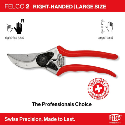 FELCO 2 Professionelle Bypass-Gartenschere Für Rechtshänder, 41 mm Stahlklinge