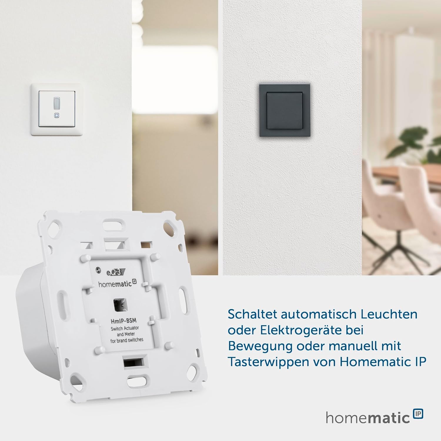 Homematic IP Smart Home Schalt-Mess-Aktor Für Markenschalter, 142720A0
