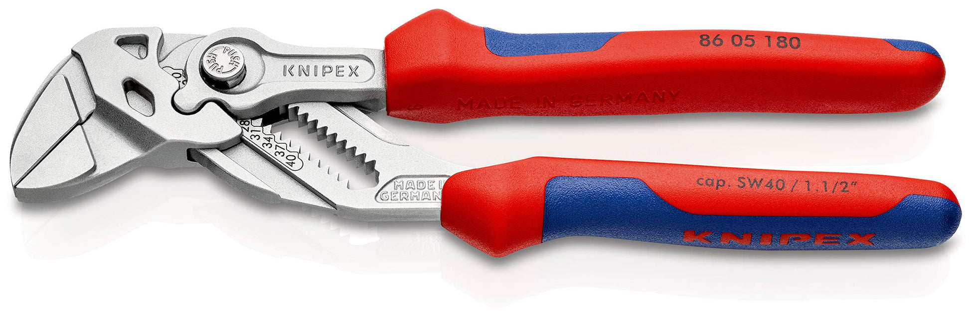 KNIPEX Zangenschlüssel Zange und Schraubenschlüssel in einem Werkzeug verchromt mit Kunststoff überzogen 150 mm, 86 03 150