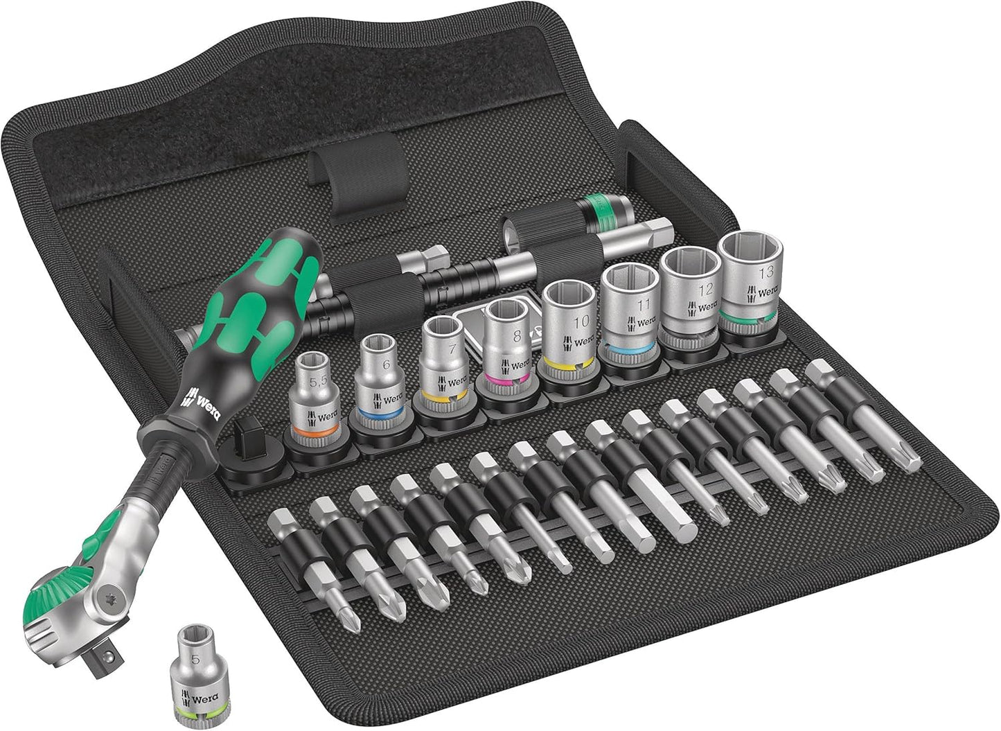 Wera Zyklop Speed-Knarrensatz 8100 SA 6, 1/4 Zoll-Antrieb, 28-Teilig 05004016001